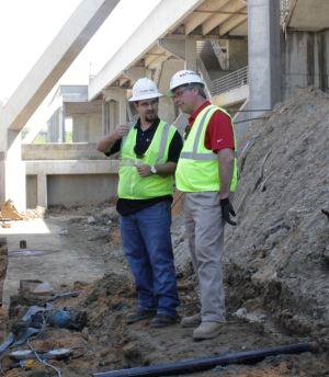 Josh Sanders and Michael Seebeck review project.